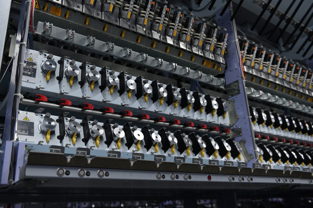 Detailed view of KIMSEY yarn texturing equipment