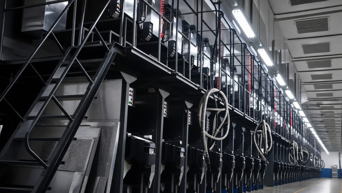 Winding equipment along the KIMSEY yarn production workshop